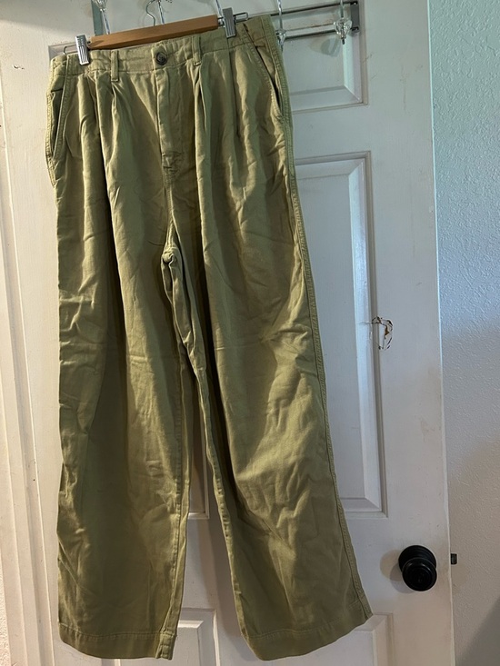 Free People Pants - Free People Olive Green Pleated Chinos
